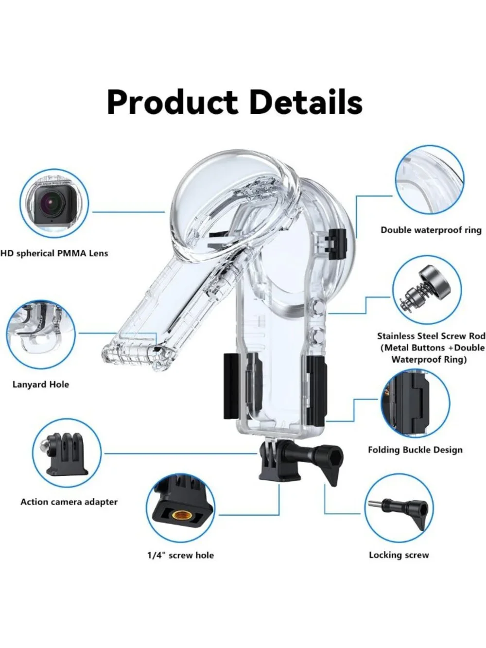 Waterproof 60M Dive Case for Insta360 X5 | Underwater Housing for Snorkeling